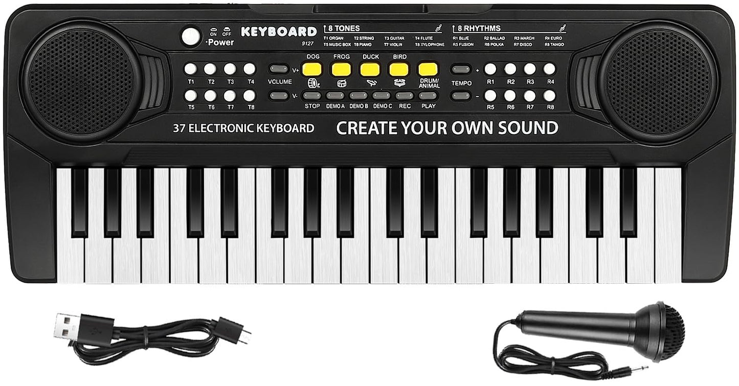Kids Keyboard Piano - 37 Keys Piano Toys for Kids 3+ Year Old Beginners Portable Electronic Piano with Microphone Educational Musical Toy for 3 4 5 6 7 8 Year Old Boys Girls Gifts